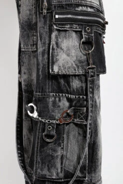 Tripp NYC Zip Lock Storm Wash Pants [Black Denim] -Vampirefreaks Sale Store cargo punk pants