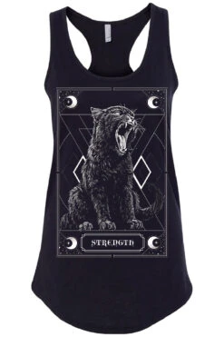 Strength Kitty Tarot T-shirt -Vampirefreaks Sale Store cat strength tarot racerback tank black front resize