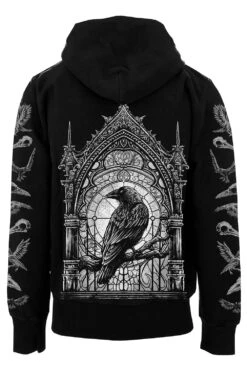 Cathedral Crow Hoodie -Vampirefreaks Sale Store cathedral crow zipper hoodie back resize
