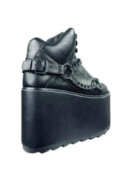 Qozmo Chain Platform Ankle Boots [Black] -Vampirefreaks Sale Store chain shoes