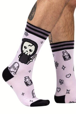 Pastel Goth Grim Reaper Crew Socks -Vampirefreaks Sale Store chibi socks