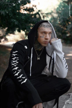 Split Mage Hoodie [Black/White] -Vampirefreaks Sale Store clowncore clothes