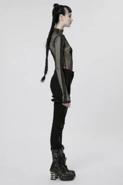 Club Creature Fishnet Top [BLACK] -Vampirefreaks Sale Store club creature fishnet top black womens tops 373987