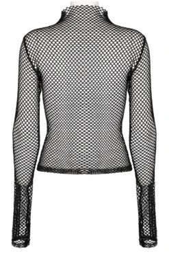 Club Creature Fishnet Top [BLACK] -Vampirefreaks Sale Store club creature fishnet top black womens tops 400077
