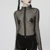 Club Creature Fishnet Top [BLACK] -Vampirefreaks Sale Store club creature fishnet top black womens tops 749360