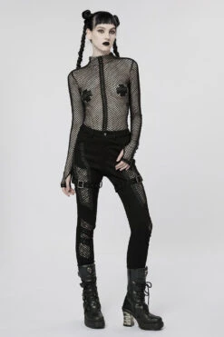 Club Creature Fishnet Top [BLACK] -Vampirefreaks Sale Store club creature fishnet top black womens tops 771262