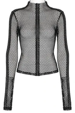 Club Creature Fishnet Top [BLACK] -Vampirefreaks Sale Store club creature fishnet top black womens tops 926957