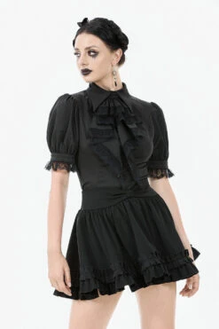 Darling Gloom Puff Sleeve Ruffled Shirt -Vampirefreaks Sale Store collared victorian blouse