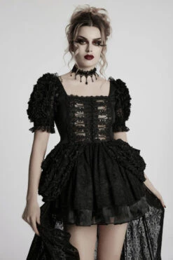 Vampyre Layered Puff Shoulder Lace Dress