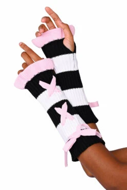Bittersweet Stripe Arm Warmers -Vampirefreaks Sale Store coquette gloves
