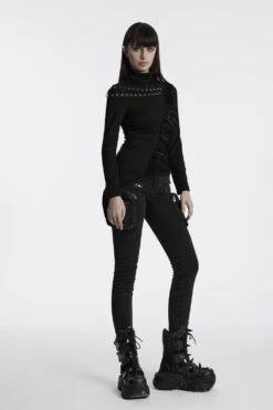 Villainous Asymmetric Lace-Up Top -Vampirefreaks Sale Store corset shirt