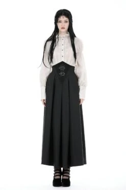 Corseted Waist Maxi Skirt [With Pockets] -Vampirefreaks Sale Store corseted waist maxi skirt with pockets skirts 354173