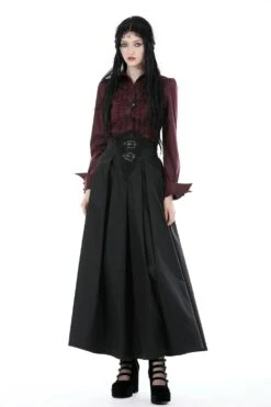 Corseted Waist Maxi Skirt [With Pockets] -Vampirefreaks Sale Store corseted waist maxi skirt with pockets skirts 492791