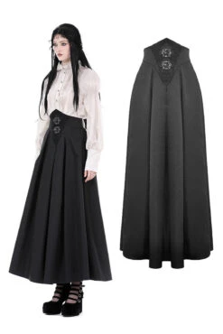 Corseted Waist Maxi Skirt [With Pockets] -Vampirefreaks Sale Store corseted waist maxi skirt with pockets skirts 500894