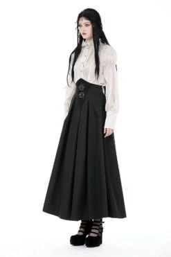 Corseted Waist Maxi Skirt [With Pockets] -Vampirefreaks Sale Store corseted waist maxi skirt with pockets skirts 769943