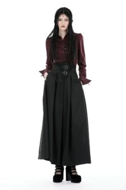 Corseted Waist Maxi Skirt [With Pockets] -Vampirefreaks Sale Store corseted waist maxi skirt with pockets skirts 865995