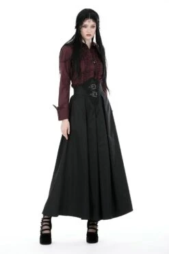Corseted Waist Maxi Skirt [With Pockets] -Vampirefreaks Sale Store corseted waist maxi skirt with pockets skirts 944990