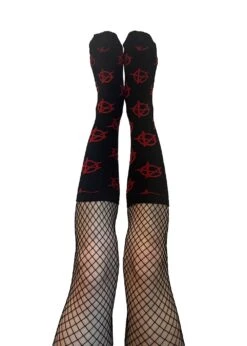 Creepy Crew Socks [Anarchy Symbols] -Vampirefreaks Sale Store creepy crew socks anarchy symbols socks stockings 155885