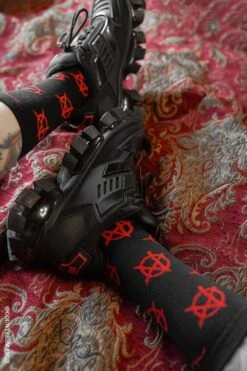Creepy Crew Socks [Anarchy Symbols] -Vampirefreaks Sale Store creepy crew socks anarchy symbols socks stockings 512837