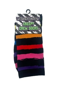 Creepy Crew Socks [Goth Rainbow Stripes] -Vampirefreaks Sale Store creepy crew socks goth rainbow stripes socks stockings 872273