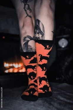 Creepy Crew Socks [Halloween Cats] -Vampirefreaks Sale Store creepy crew socks halloween cats socks stockings 118090