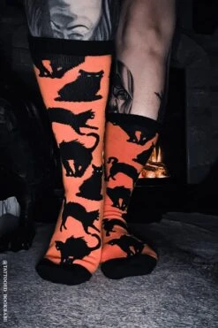 Creepy Crew Socks [Halloween Cats] -Vampirefreaks Sale Store creepy crew socks halloween cats socks stockings 150538