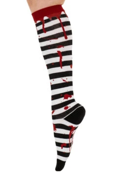 Sanguine Stripes Blood Splatter Knee High Socks -Vampirefreaks Sale Store creepy socks 84bf65b2 2d1e 4056 8f24 fdbaf222dc1c