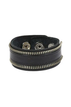 Exposed Zipper Leather Cuff Bracelet