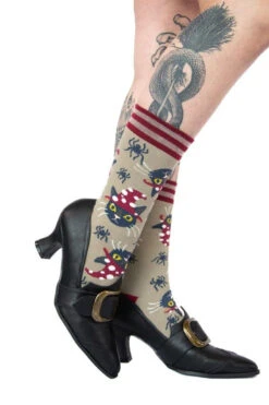 Witchy Whiskers Crew Socks -Vampirefreaks Sale Store cute mushroom socks