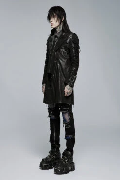 Dark Defender Coat [BLACK] [MENS] -Vampirefreaks Sale Store dark defender coat black mens mens outerwear 700507