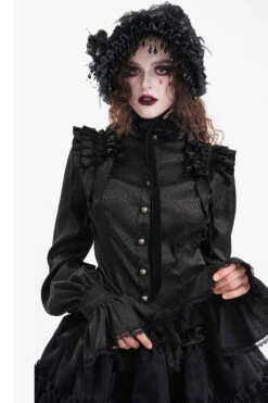 Haunted Manor Ruffled Long Sleeve Blouse -Vampirefreaks Sale Store dark lolita ruffled blouse
