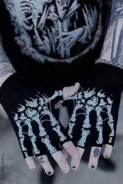 Dead Inside Skeleton Gloves [Fingerless] -Vampirefreaks Sale Store dead inside fingerless skeleton