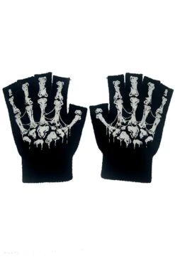 Dead Inside Skeleton Gloves [Fingerless] -Vampirefreaks Sale Store dead inside fingerless skeleton gloves gloves armwarmers 153526