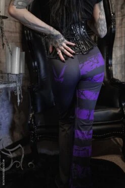 Dead Purple Striped Split Flares [Purple/Black] -Vampirefreaks Sale Store dead purple striped split flares purpleblack womens bottoms 418363