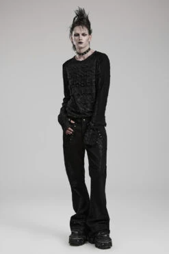 Dead Silence Distressed Long Sleeve Top -Vampirefreaks Sale Store dead silence distressed long sleeve top mens tops 342668