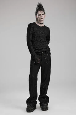 Dead Silence Distressed Long Sleeve Top -Vampirefreaks Sale Store dead silence distressed long sleeve top mens tops 435852