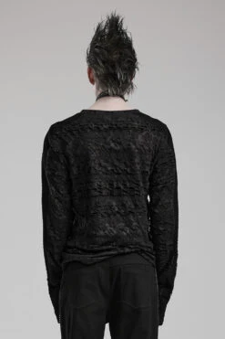 Dead Silence Distressed Long Sleeve Top -Vampirefreaks Sale Store dead silence distressed long sleeve top mens tops 675081