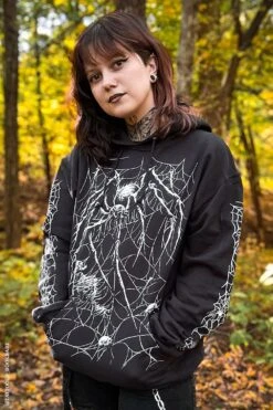 Death Spider Hoodie [Spiderweb Sleeves] -Vampirefreaks Sale Store death spider hoodie spiderweb sleeves mens outerwear 182793