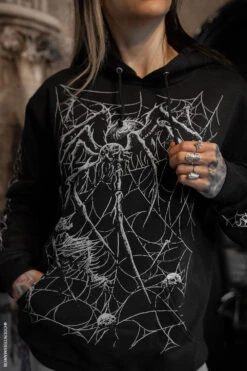 Death Spider Hoodie [Spiderweb Sleeves] -Vampirefreaks Sale Store death spider hoodie spiderweb sleeves mens outerwear 752271