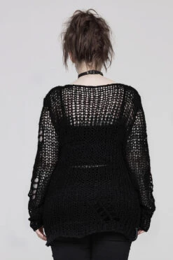 Decayed Distressed Sweater [BLACK] -Vampirefreaks Sale Store decayed distressed sweater black womens tops 288006