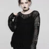 Decayed Distressed Sweater [BLACK] -Vampirefreaks Sale Store decayed distressed sweater black womens tops 571773