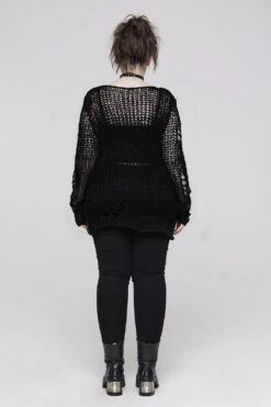 Decayed Distressed Sweater [BLACK] -Vampirefreaks Sale Store decayed distressed sweater black womens tops 895397