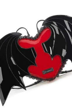 Demonia Patent Heart Batwing Backpack -Vampirefreaks Sale Store demonia patent heart batwing backpack bags wallets 871249