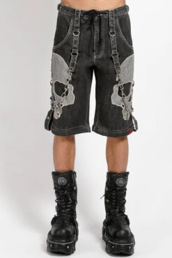 Tripp NYC Maximum Skull Pants [BLACK DENIM] -Vampirefreaks Sale Store denim shorts