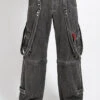 Tripp NYC Zip Off Crush Cargo Pants [Black Denim] -Vampirefreaks Sale Store denim tripp nyc pants