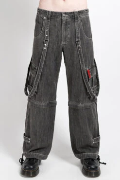 Tripp NYC Zip Off Crush Cargo Pants [Black Denim]