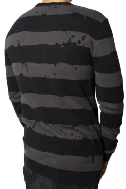 Destroyer Stripe Gray Sweater -Vampirefreaks Sale Store destroyer stripe gray sweater mens outerwear 296076