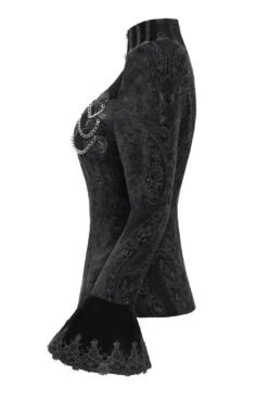 Royalcore Puffed Shoulder Embroidered Jacket -Vampirefreaks Sale Store devil fashion jacket