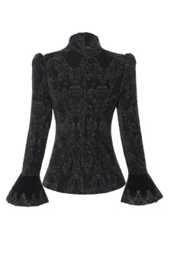 Royalcore Puffed Shoulder Embroidered Jacket -Vampirefreaks Sale Store devil fashion velvet jacket