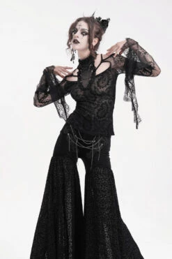 Flared Lace Sleeve Vintage Goth Top